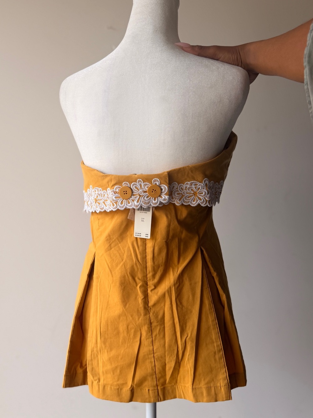Maeve Mustard Yellow Strapless Dress with White Label - Picture 2 of 7